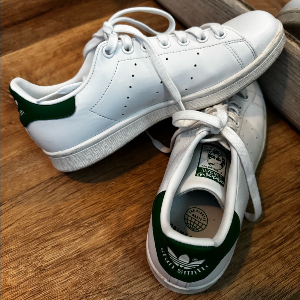 Adidas Stan Smith White and Green Shoes